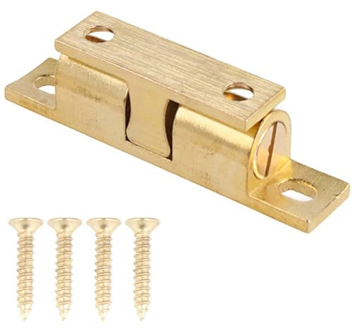 MS Beschläge Doppelkugelschnäpper Messing - Möbelverschluss verstellbare Haltekraft - Türschnäpper für Schränke, Schubladen & Klappen - Kugelschnapper - Langlebig & rostfrei (1x natur, 43mm)