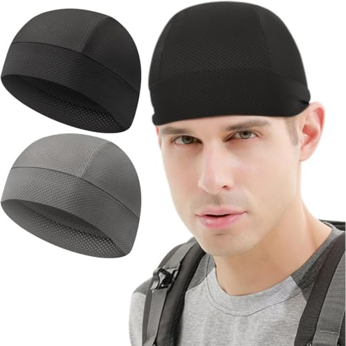2 Pezzi Sottocasco Bici Estivo, Sottocasco Moto, Cappello da Ciclismo, Traspirante Estate sotto Fodera per Casco, Cappello Estivo da Bicicletta, ad Asciugatura Rapida, per Ciclismo, Arrampicata, Moto