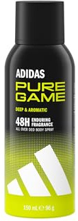 adidas Pure Game Spray Déodorant Anti-Transpirant, Parfum Aromatique, Parfum Longue Tenue, Formule Vegan
