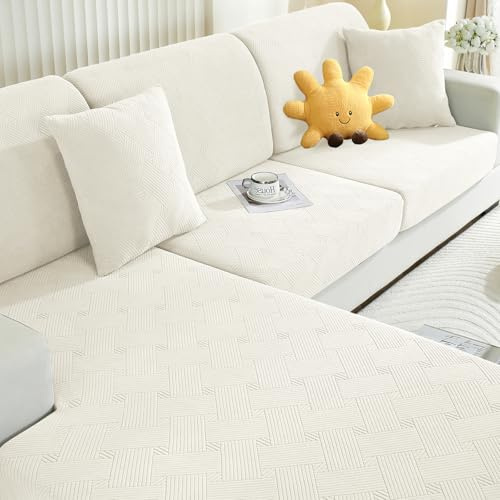 Ystyle Stretchigt Sofföverdrag, Kuddöverdrag, Elastiskt Pet Soff Cover Töjbart överdrag, Avtagbar Halkskydd kuddfodral Möbel, Sofföverkast överdrag för Kuddar (1 Säten, Grädde)