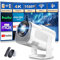 Projector 1080P Full HD, Built-in App Portable Projector WiFi 6 & Bluetooth 5.2 Support,Featuring Auto Keystone Correction,HDMI/USB Connectivity White