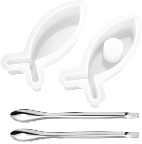 2 Stk Gießformen Silikonform Fisch Konfirmation, Silikonformen Gießformen Fische, Giessformen Silikonform Kerzenhalter Fischform Seife Kuchen Fisch Kommunion Deko Ostern,mit 2 Edelstahl Rührstäbchen