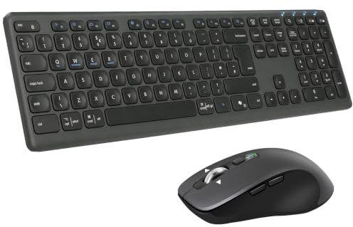 CITLLA Wireless Bluetooth Keyboard and Mouse Combo,2.4G+Dual BT | Multi-Device,4-Way Metal Scrolling with 4 Adjustable DPI,Multimedia Keys,Silent Click for Windows, MacOS,UK QWERTY