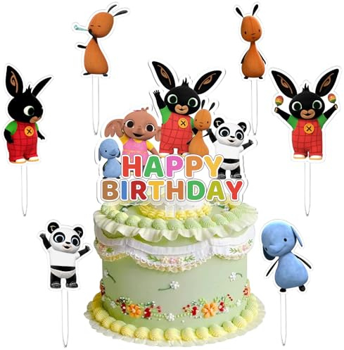 Cake Topper Bunny, 7 Pezzi Decorazioni Torta Bunny, Compleanno Decorazione, Cupcake Topper, Ragazzi e Ragazze, Forniture per Feste, Anniversario, Festa Compleanno per Bambini, Festa Matrimonio