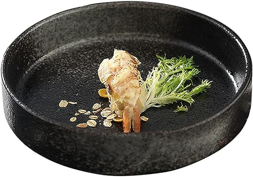 ITTRUH Ensaladera, frutero, Cuencos Grandes for Servir, Plato Hondo Grande de cerámica. Cuenco apilable for Pasta Negro, Apto for microondas y Horno.(10inch)