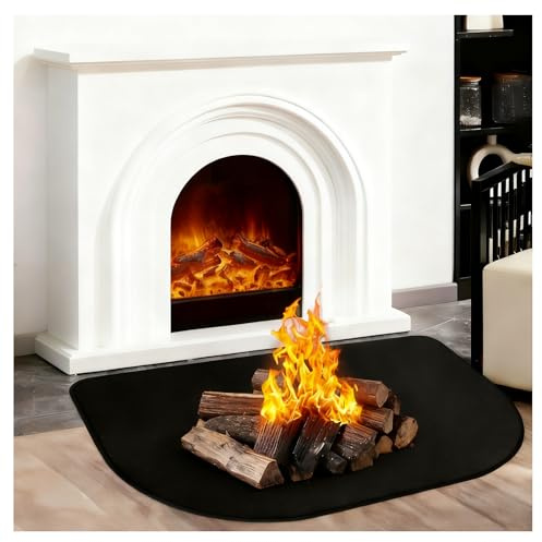 KUIRUNRX Feuerfeste Kaminmatte, hitzebeständige Bodenmatte 50 x 80 cm, Schutzmatte für Kaminofen, faltbar, schwarz