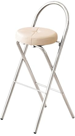Sgabello da bar pieghevole portatile da 68,6 cm, con schienale, comodo sgabello imbottito in acciaio, piedini antiscivolo, per cucina, casa e ufficio, leggero e salvaspazio (bianco)