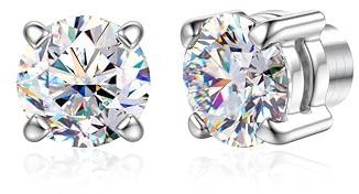 SLLAISS Moissanita Pendientes de Iman 316L Acero Inoxidable Pendientes Magnéticos para Hombre Mujer Pendiente Iman Hombre Pendiente Falsos Helix Piercing de Oreja Sin Agujero, 6mm