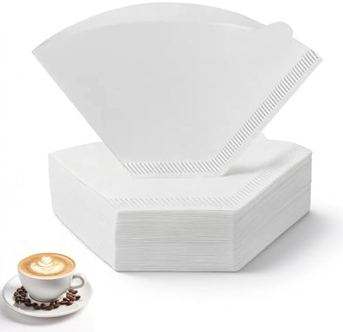Zyiphor 200 st kaffefilter i papper, V-form kaffefilter, storlek 1 kaffefilter, kon, tillbehör till kaffemaskiner, kaffebryggare, filtermugg (1–2 koppar)