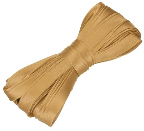 QUARKZMAN Nastro A Doppia Piegatura per Cucire 2/5 Pollice x 5,5 Iarde Satin Pre-Piegato Nastro Continuo per Cuciture Trapunte Orli Fini Decorazioni DIY, Oro Scuro