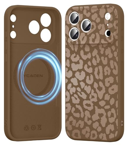 Saqmkil Handyhülle für iPhone 17 Pro Hülle für Magsafe mit Leopard Muster | Aesthetic Khaki Leo Motiv Mädchen Design Magnetische Case, Weich Flüssigem Silikon Stoßfeste Schutzhülle Cover 6,3