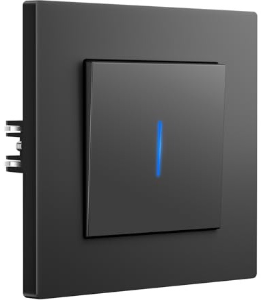 BSEED Interruptor Pared con Garras, Interruptor Conmutador con LED Indicador, 1 Gang 2 Vías, Interruptor de luz con Marco de PC mate, Fácil de Instalar, 86 * 86mm Gris