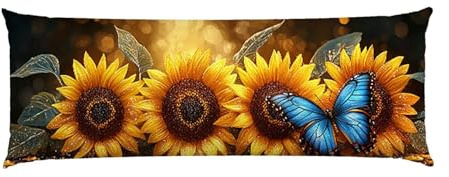Cuscino Corpo Cuscino Gravidanza 160x50cm, Supporto Total Body Ergonomico, Copricuscini Allattamento e Maternità con Federa Velluto Lavabile, per Schiena, Pancia e Gamb, Decorativi (Girosoli) p-674