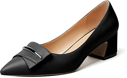 EDEFS Escarpins Femme Talon Bloc Bout Pointu - Talon Moyen 5 cm Élégants pour Mariage Fête et Tenue de Soirée