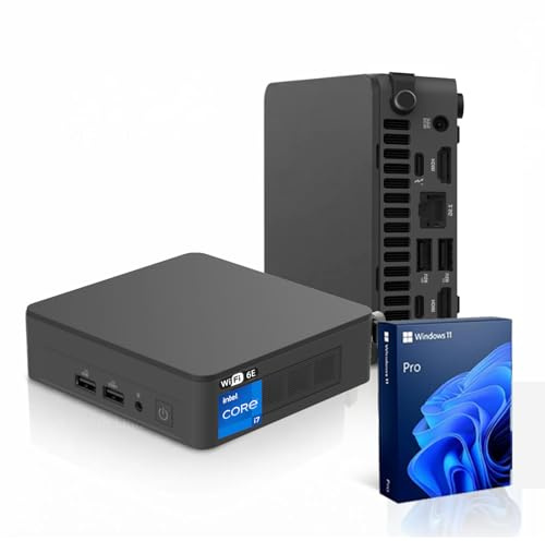 ASUS NUC 13 Pro Mini ordinateur de bureau, Intel 12 cœurs i7-1360P, 16 Go de RAM, 512 Go SSD, Wi-Fi 6E, prend en charge 4 écrans 4K, Thunderbolt 4, HDMI, Bluetooth, Windows 11 Pro, noir, PC pour