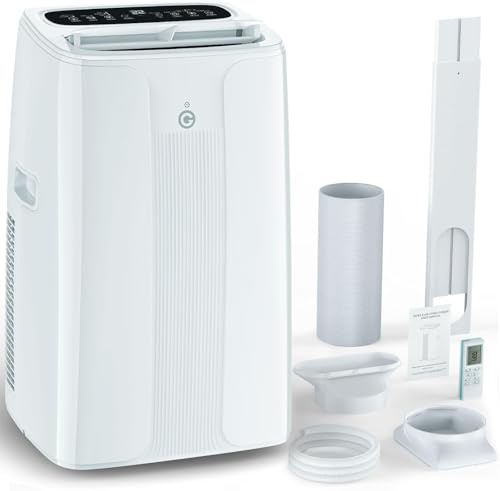 Condizionatore Portatile 14000 BTU con Deumidificatore 4 in 1, Ventilatore di Raffreddamento a 2 Velocità, Display Digitale e Telecomando, Kit Finestra, Timer 24 Ore Per Stanze Fino a 32 m² (1 park)