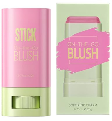 Barra de Colorete Multiusos, Blush Stick Rubor 3 en 1, Para Mejillas, Labios y Ojos, Acabado Mate o Natural, Fórmula Resistente al Agua de Larga Duración, Adecuada para Todo Tipo de Piel(01)