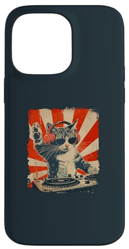 Drôle DJ Cat Disco Sound Tech Casque Musique Coque pour iPhone 14 Pro Max