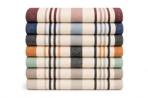 Estoralis - Colcha Multiusos Sofa - Manta Foulard - Plaid para Cama - Cubresofa Cubrecama - Jarapas - Sarga Raya - 180x270 cm Mostaza (Fabricado en España)