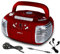 Portable Retro Boombox CD Player, Cassette Tape RECORDER, FM Radio, AUX IN (Play music from MP3 players, Smart Phones, Tablets, etc) Inc: Earphones, 3.5mm Jack Lead & UK Power Lead (Red)