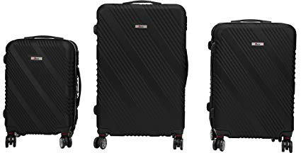 Luxus 3 TEILIGES Kofferset IMEX Koffer Trolley HARTSCHALE ABS REISEKOFFER Set (Schwarz)