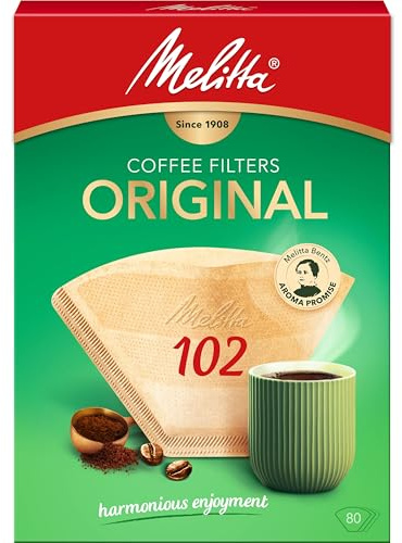 Melitta, 80 Filtres à Café, Taille 102, Pour Cafetière à Filtre, Original, Brun