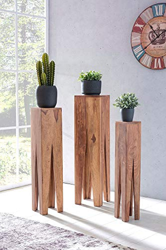 KADIMA DESIGN Acacia chevets en bois massif ensemble de 3 tables Bakum téléphoniques debout étagères