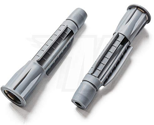 100 x Universal Dowels for Solid Building Material Hollow Building Material in Red/Grey with Collar, Grey