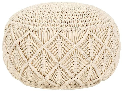 vidaXL Sitzpuff Makramee Handgefertigt Pouf Sitzpouf Puff Sitzkissen Sitzhocker Fußhocker Hocker Fußbank Ottoman Polsterhocker Fußbank Fußschemel Handgefertigt 45x30cm Baumwolle