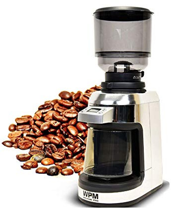 Hanchen Commercial Coffee Grinder 450g Stainless Steel Electric Coffee Mill with Electronic Scale Adjustable Thickness 30 Levels