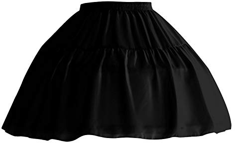 YULUOSHA Women Girls Crinoline Petticoat 2 Hoops Skirt Chiffon Ball Gown Short Half Slip Underskirt Black, waist:55-80cm length:45cm…