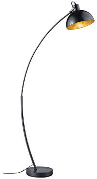 meineWunschleuchte Lampada ad arco in metallo nero 155 cm paralume nero oro