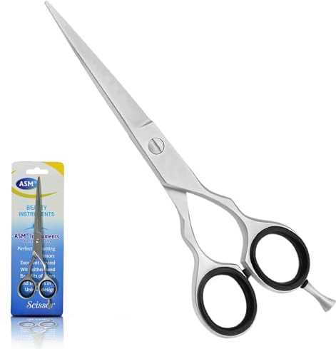 ASM Professional Hairdressing Scissors Barber Salon Scissor - Heavy Duty Stainless Steel Barbers Scissor for Crafting, Beard & Hair Cutting 6.5 - Perfect Christmas Gifts for Women & Men (Silver)