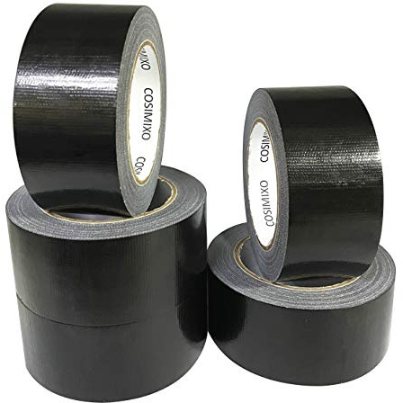 COSIMIXO 5-Pack Black Heavy Duty Duct Tape, 2 inches x 30 Yards, Strong, Flexible, No Residue, All-Weather and Tear by Hand - Bulk Value for Repairs, Industrial, Professional Use