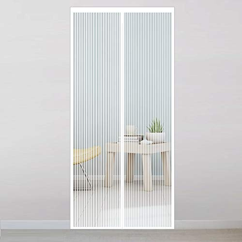 GOUER Magnetic Fly Insect Screen Door, 190x200cm Mosquito Bug Protection Screen Door Curtain with Magic Tape, for Front Door and Living Room and Kids Pets, White
