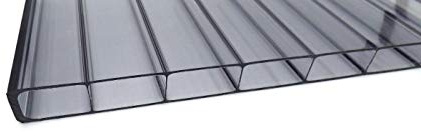 Stegplatte aus Polycarbonat graphit anthrazit |Doppelstegplatte| longlife Deluxe| 16mm stark | Hagelsicher bis 40mm Hagelkorndurchmesser |Steg 2 Fach | 16/32 980mm x 3000mm (B x T)