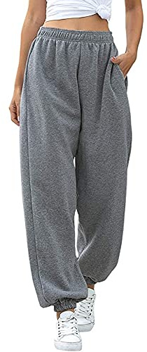 Love My Fashions Women's Joggers Plain Gym Sport Sweatpants Winters Tracksuit Jogging Bottoms Casual Baggy Pants Elastic Waist Cuffed Trousers with Pockets