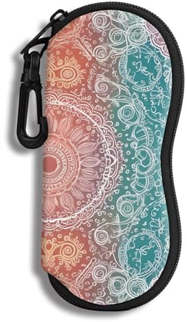 Hion Brillenetui Sonnenbrille Weiche Tasche mit Gürtelclip Ultraleichter Neopren-Reißverschluss Brillenetui Bedruckte Sonnenbrillentasche für stilvolle tragbare Reisebrillen