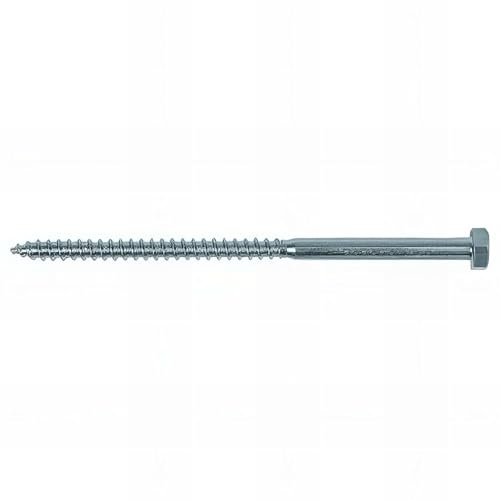 10 Tirefonds - Tête hexagonale 21 mm - D. 14 x 400 mm - Zingué - Boîte de 10 pcs