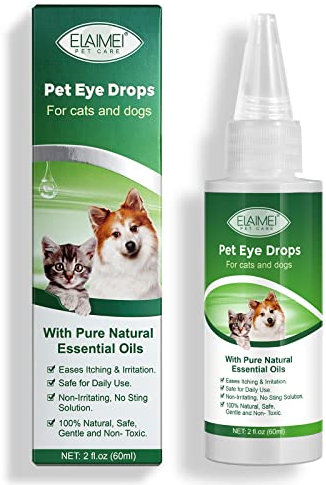 Uocasi Augentropfen für Haustiere, Augenreiniger für Hunde, Tränenfleckentferner für Hunde- und Katzenaugen, lindert Juckreiz und Reizungen, Pflege und Reinigung um die Augen – 60 ml
