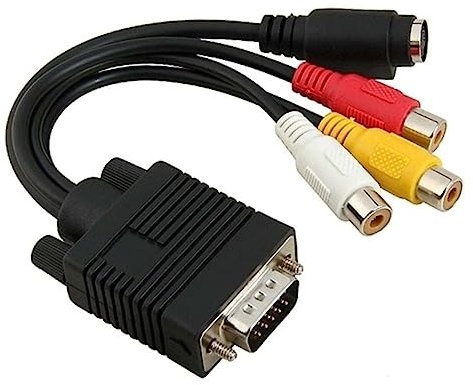 Mikikit Adaptateur Vga Svga vers S-vidéo AV Câble Convertisseur Connecteur S-vidéo Mini Broches Et Prises Jack