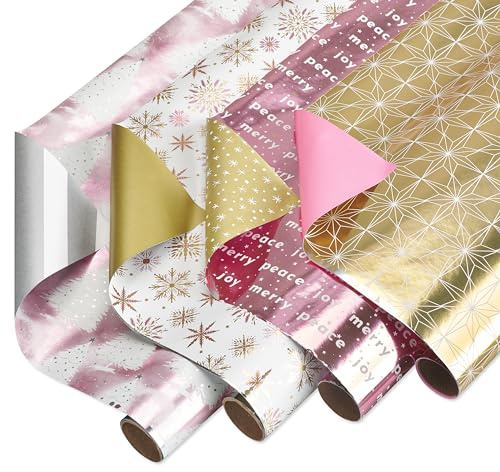 American Greetings Geschenkpapier-Bündel (Sterne) für Weihnachten, Chanukka und alle Feiertage (4 Rollen 76,2 cm x 2,4 m.)