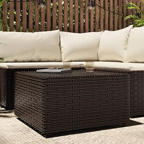 prissent 50x50x30 cm Garten-Couchtisch Quadratisch Poly Rattan Braun Balkontisch Polyrattan Tisch Esstisch Outdoor-Tisch Garten Beistelltisch Loungetisch Outdoor für Garten Terrasse Eleganter Stil