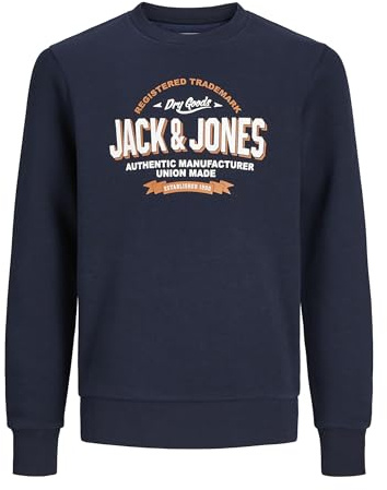 JACK & JONES Pojke, sweatshirt, logotyp, sweatshirt, junior, marinblå blazer, 128
