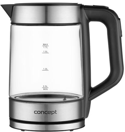 Concept RK4067 - Bollitore in vetro da 1,7 l, con regolazione della temperatura: 50/70/80/90/100°C, 1850-2200 W, funzione di mantenimento al caldo, controllo digitale