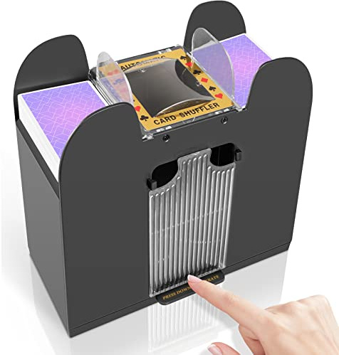 FEIERYA Automatic Card Shuffler 6 Deck,Battery-Operated Electric UNO Poker Shuffler,Playing Card Shuffler for Home Card Game,Travel