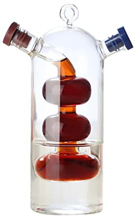 TQQEPOOL Aceitera Y Vinagrera 2 En 1,Botella Cristal para Aceite Oliva Y Vinagre Balsámico con Tapón Corcho,Utensilios Cocina (Color : Clear, Size : 18.5 * 6cm)