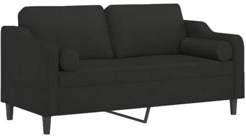 vidaXL Sofa 2 Sitzer, Couch mit Zierkissen, Liegesofa für Wohnzimmer, Polstersofa Sessel Relaxsofa Loungesofa Relaxcouch, Schwarz Stoff