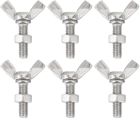 Sourcing Map 6pcs M6-1x20mm Wing Butterfly Screws Bolts with 6pcs Nuts, 304 Stainless Steel