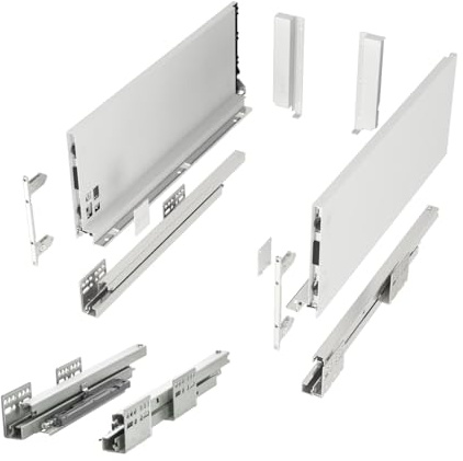 SOTECH Lådsystem JUNKER SLIM med Push to Open (vit, höjd 167 mm, djup 550 mm, lastbar upp till 35 kg) kökslåda med 13 mm smala lådormar